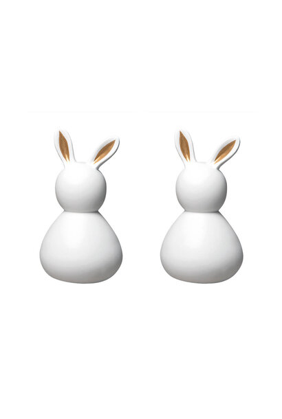 Porzellan Osterhase Lady Gold S Set/2 - 3 x 2,5 x 5 cm