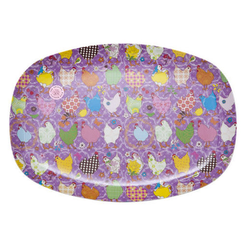 Rice Melamine oval plate Hens