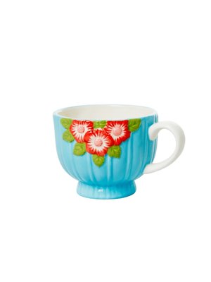 Rice Keramiktasse Embossed Flower Mint