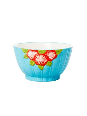 Rice Aardewerk kom Embossed Flower Mint