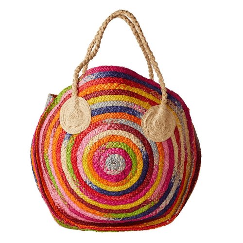 Rice Shopper raffia Multicolor stripes Regenboog Rice Shopper raffia Multicolor stripes Regenboog