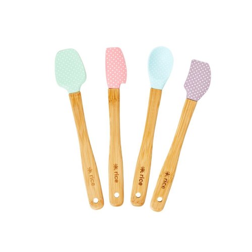 Rice Silicone mini scrapers Pastel with white dots set/4