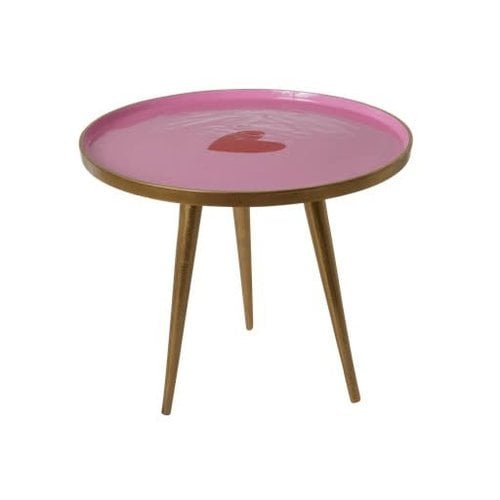 Rice Side Tafel metaal small Pink with Heart Rice Side Tafel metaal small Pink with Heart
