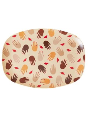 Rice Melamine oval plate Hands and Kisses