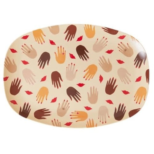 Rice Melamine oval plate Hands and Kisses