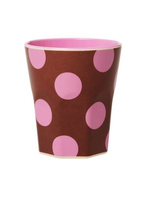 Rice Melamin Tasse jumbo Brown & Soft Pink Dots