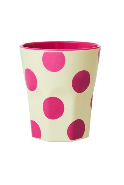 Melamine beker jumbo Creme & Fuchsia Dots