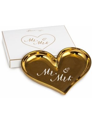 Baci Milano Bowl Heart gold Mr & Mrs 12x15cm