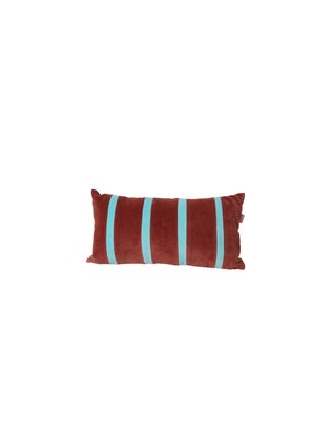 Rice Cushion velour rectangle small 20x30cm Brown en Mint stripe