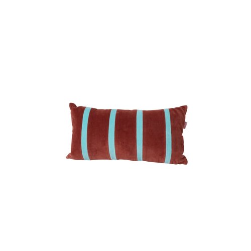 Rice Kussen fluweel rechthoek small 20x30cm Brown en Mint streep Rice Kussen fluweel rechthoek small 20x30cm Brown en Mint streep