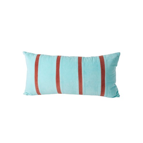 Rice Kussen fluweel rechthoek medium 30x60cm Mint and Brown streep Rice Kussen fluweel rechthoek medium 30x60cm Mint and Brown streep