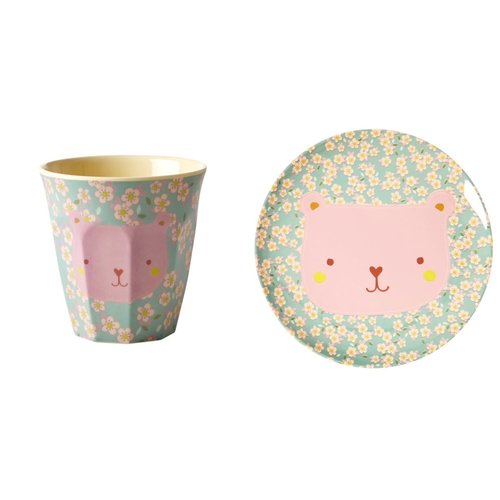 Rice Melamine Kids lunch bord & beker small  Animal - Bear