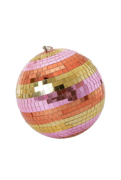 Disco ball 25cm stripes and gold