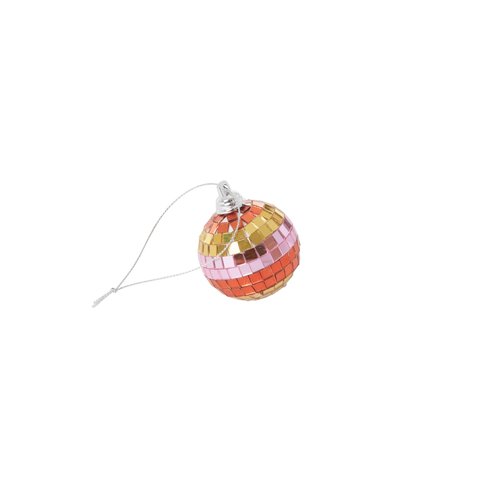 Rice Disco bal 5cm stripes orange, pink and gold Rice Disco bal 5cm stripes orange, pink and gold