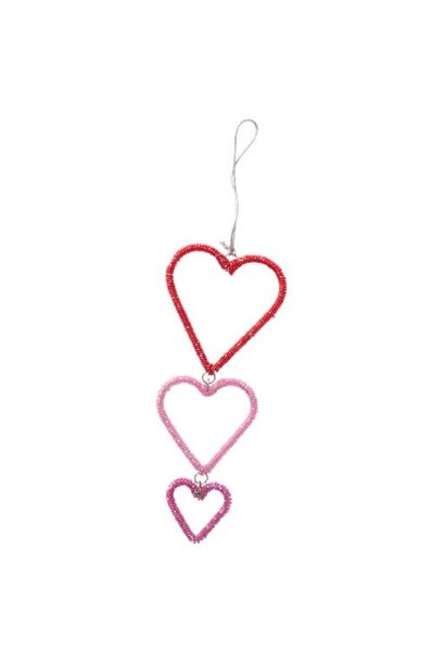 Ornament Perlenherzen in Rosa