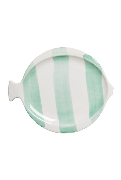 Aardewerk Lunch bord Fish shaped Pastel Green