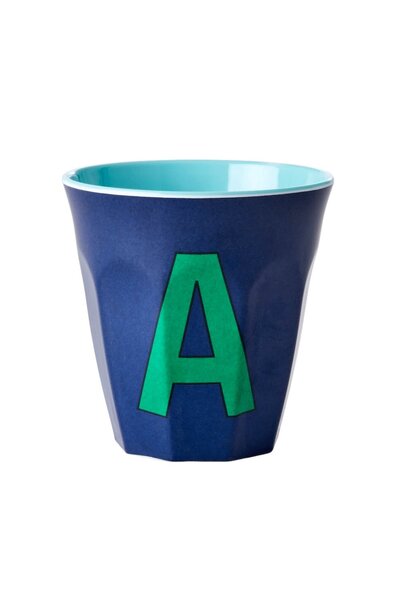 Melamine beker letter A dark blue - multicolor