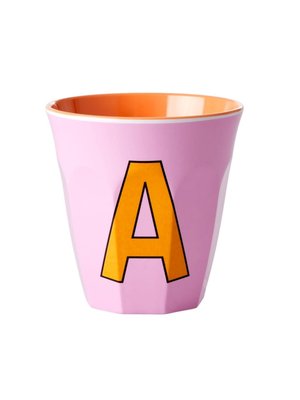 Rice Melamine Tasse mit Buchstabe A pink