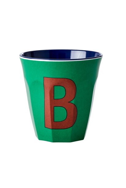 Melamine beker letter B forest green - multicolor