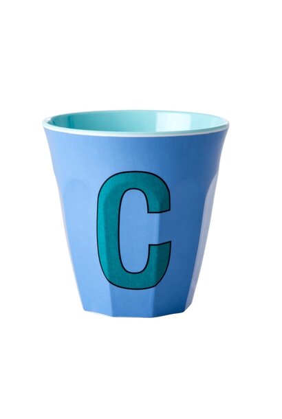 Melamine cup letter C new dusty blue