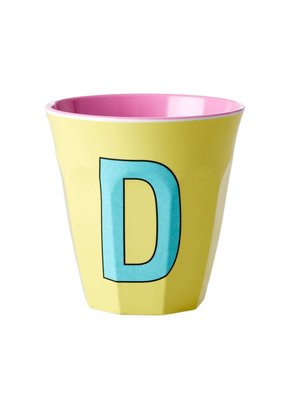 Rice Melamine Tasse mit Buchstabe D yellow