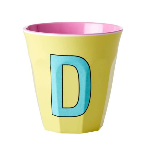 Rice Melamine cup letter D yellow