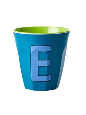 Rice Melamine cup letter E emerald green