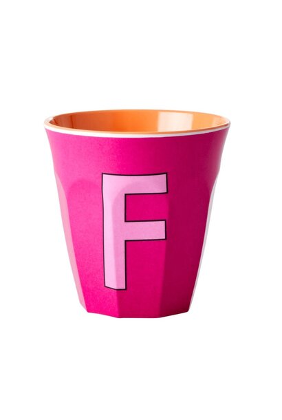 Melamine beker letter F fuchsia - multicolor