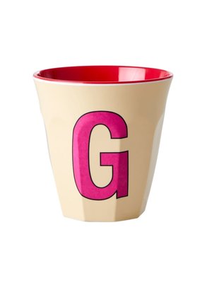 Rice Melamine cup letter G pastel yellow