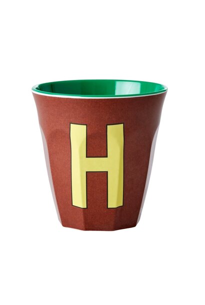 Melamine beker letter H brown - multicolor