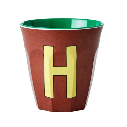 Rice Melamine cup letter H brown