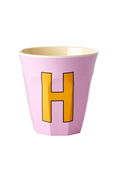 Melamine beker letter H pink - multicolor