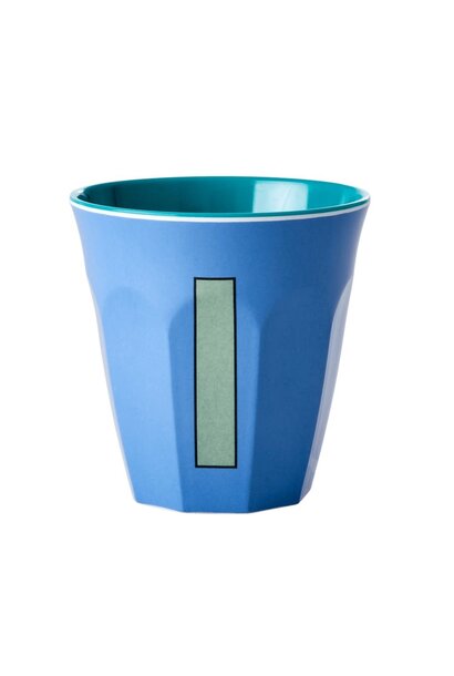 Melamine beker letter I new dusty blue
