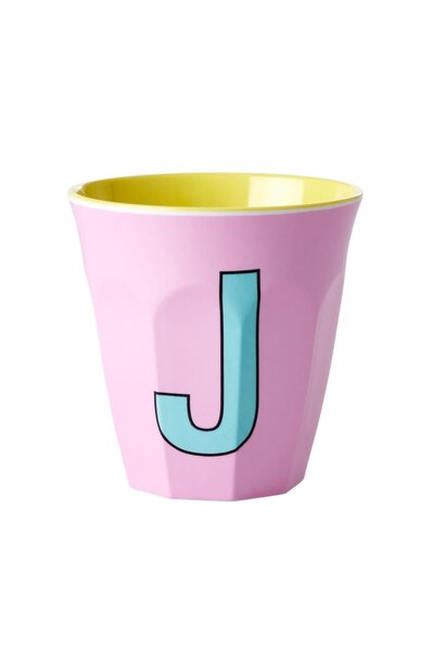 Melamine beker letter J pink - multicolor