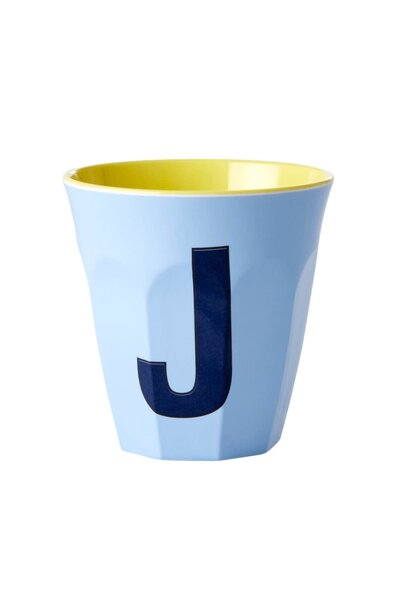 Melamine beker letter J soft blue - multicolor