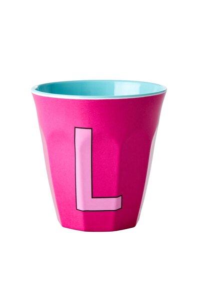 Melamine beker letter L fuchsia - multicolor