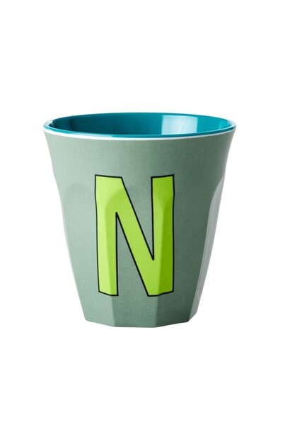 Melamine beker letter N khaki - multicolor