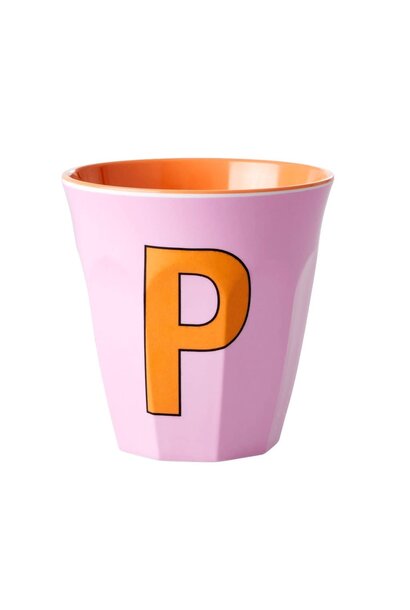 Melamine beker letter P pink - multicolor