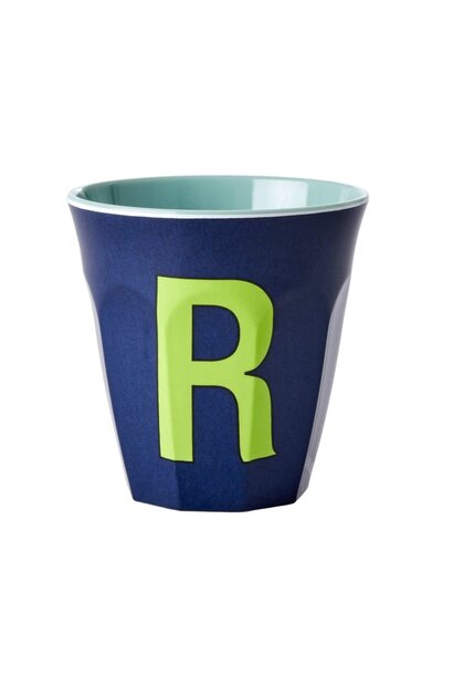 Melamine beker letter R dark blue