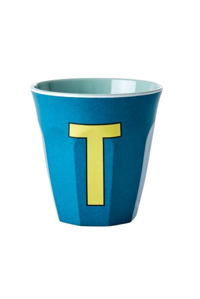 Melamin Tasse mit Buchstabe T emerald