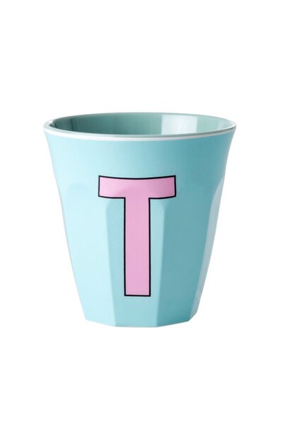 Melamine beker letter T mint - multicolor