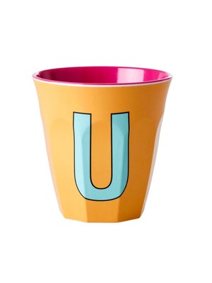 Rice Melamine cup letter U apricot