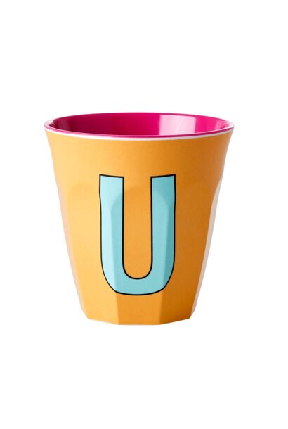 Melamine beker letter U apricot - multicolor