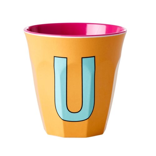 Rice Melamine beker letter U apricot