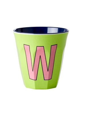 Rice Melamine cup letter W lime green