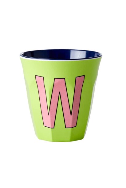 Melamine beker letter W lime green - multicolor