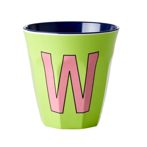 Rice Melamine cup letter W lime green