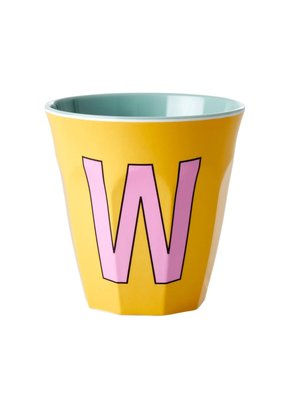 Rice Melamine cup letter W yellow