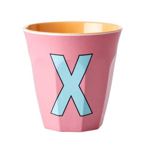 Rice Melamine cup letter X dark powder