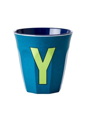 Rice Melamine cup letter Y emerald